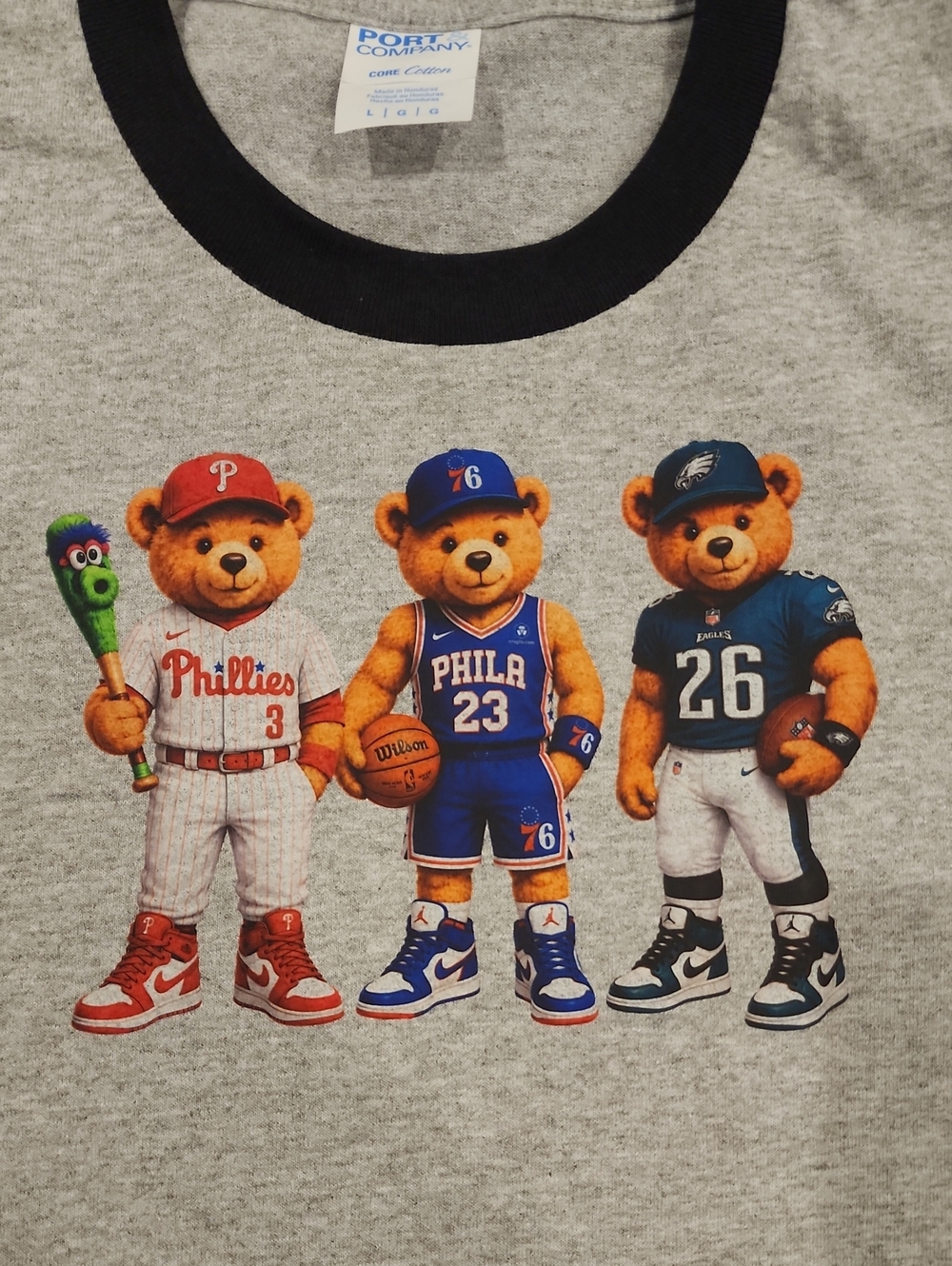Philadelphia Sports Teddy Bears Graphic T-Shirt | Phillies Eagles Sixers